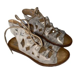 Miz Mooz Fond Stone Metallic Gladiator Sandals Size 38 US 7.5